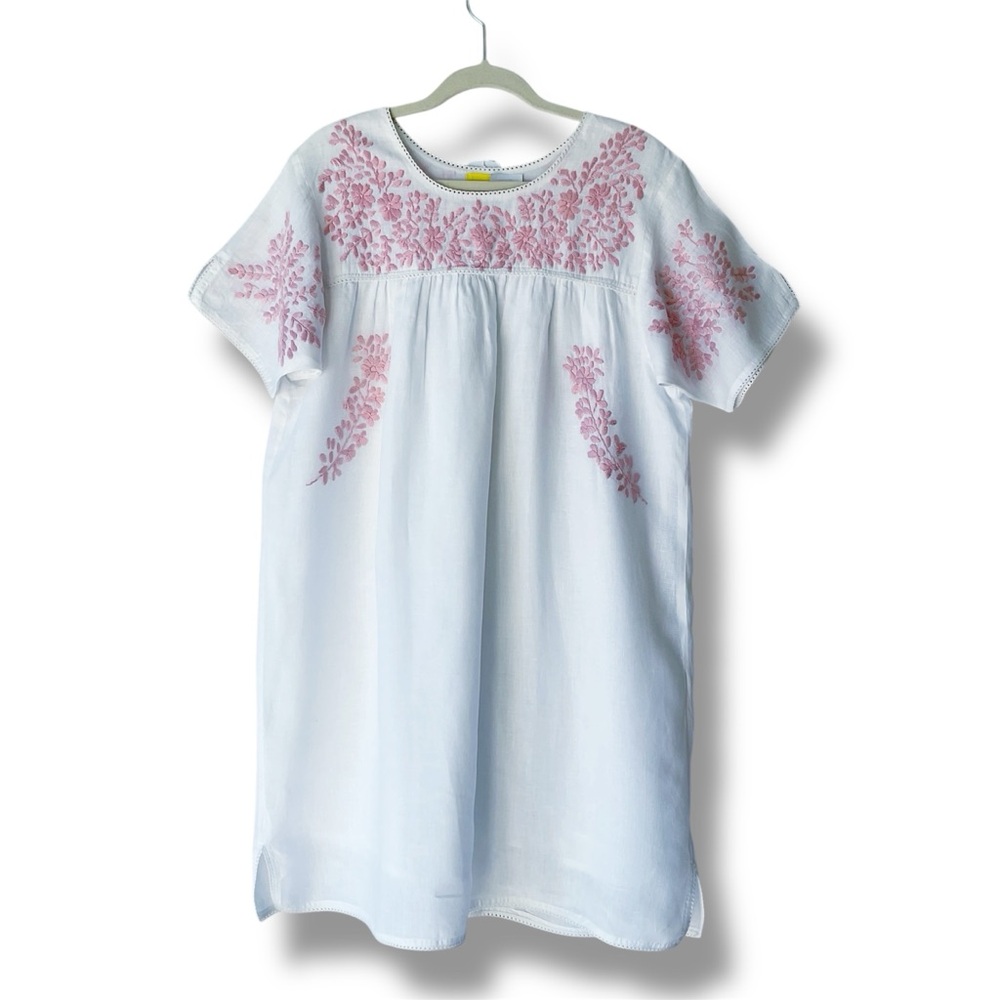 Roller Rabbit Hand Embroidered Vivian Linen Dress White Size L